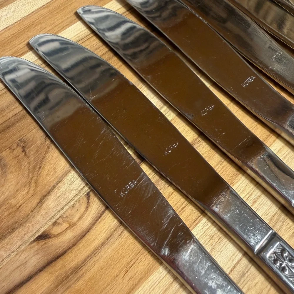 Vtg 7 Interpur INR1 Stainless Steel Butter Knives Stainless Steel Fleur De Lis